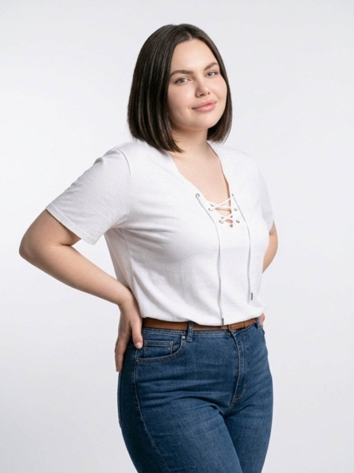 White Lace-Up Neck Top – Casual Chic Style