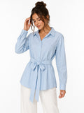 Blue Belted Shirt – Elegant Tailored Fit