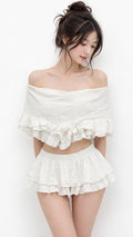 White Ruffle Mini short – Soft Feminine Style