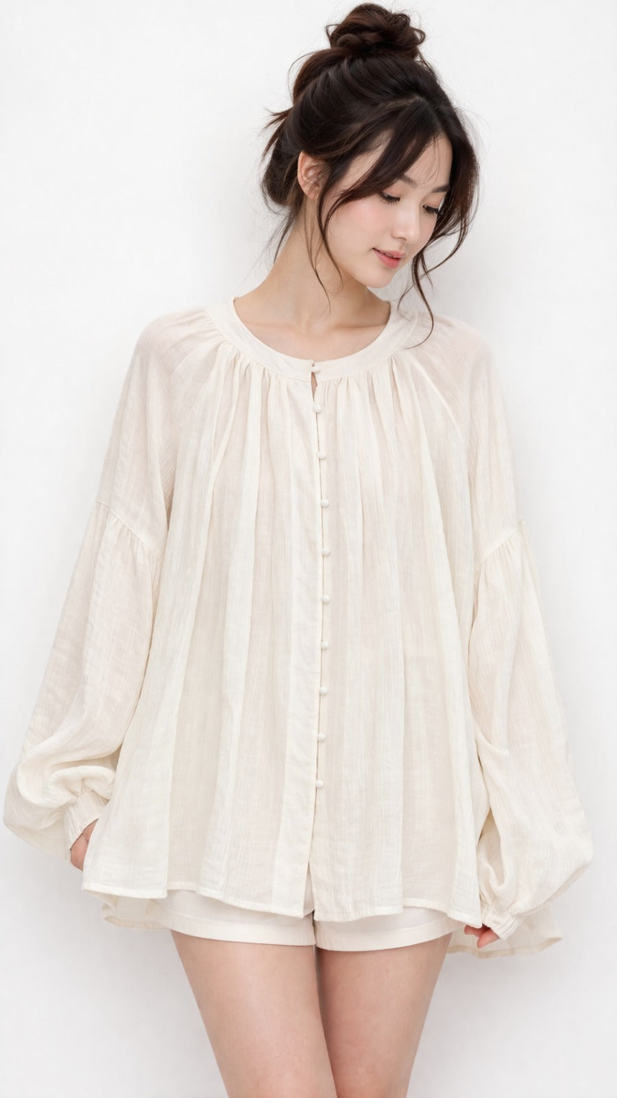 Cream Soft Blouse – Flowy Elegant Fit