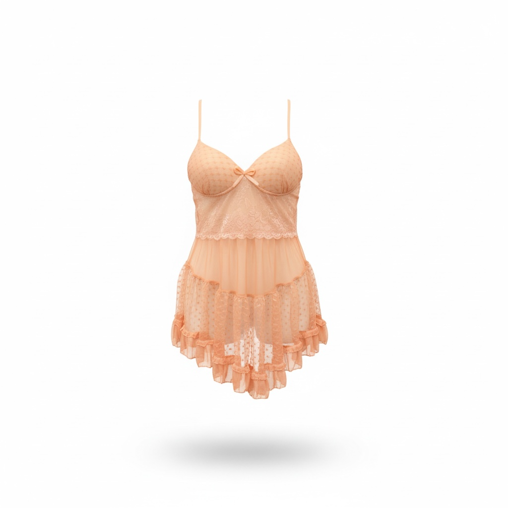 Peach Lace Nightdress – Soft & Elegant Feminine Style