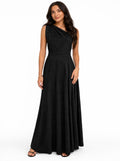Elegant Black Maxi Dress – Defined Waist Fit