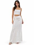 White Satin Maxi Skirt – Elegant Flowy Fit
