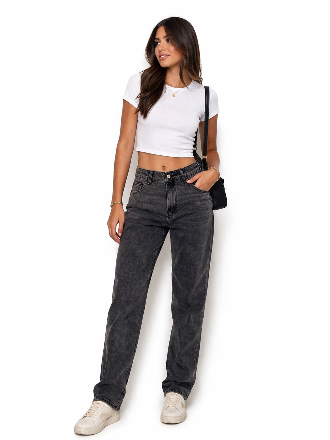 Washed Black Denim Jeans – Slim Straight Fit