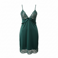 Dark Green Satin Lace Nightdress – Elegant & Feminine Style