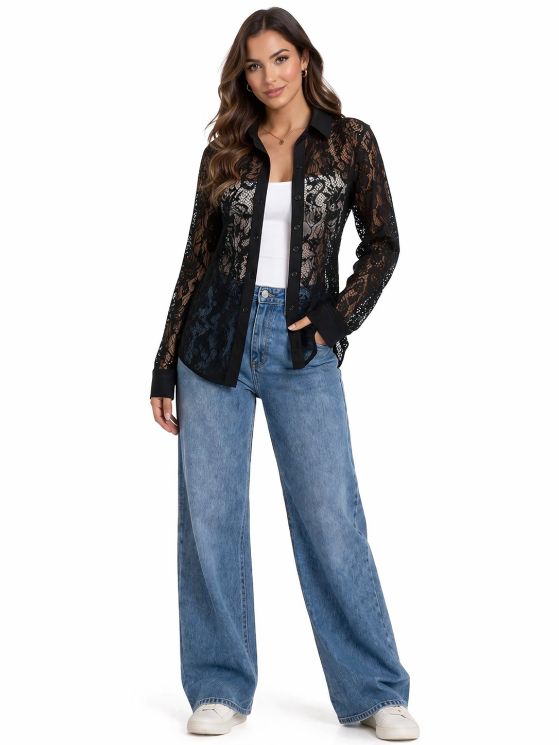 Elegant Lace Shirt – Long Sleeve