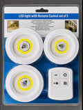 3-Piece Wireless Remote Controlled Under Cabinet LED Lights White 10x10x9cm