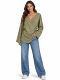 Elegant Wrap Blouse – Long Sleeve