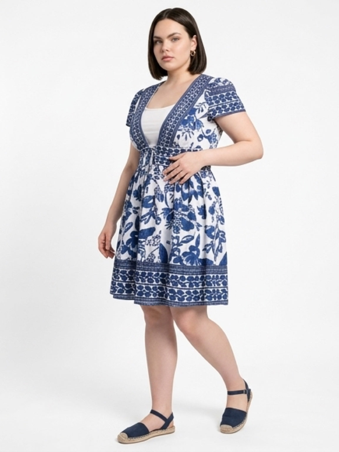 Blue & White Floral Mini Dress – Fresh Summer Look