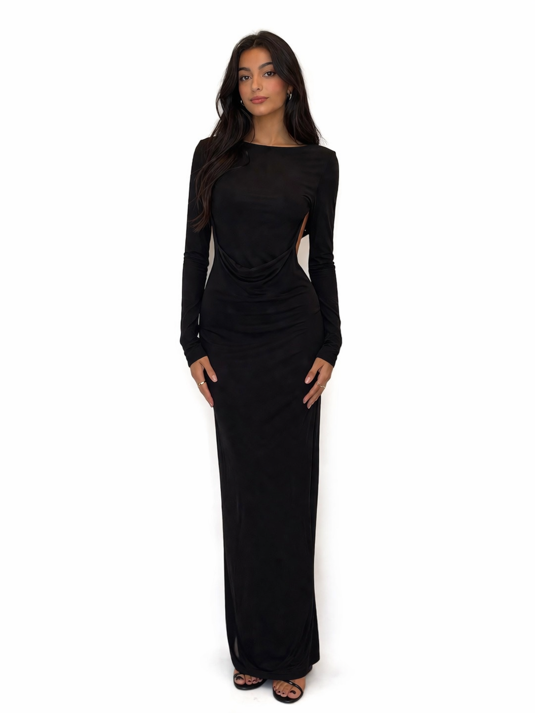 Black Long Sleeve Maxi Dress – Body Fit