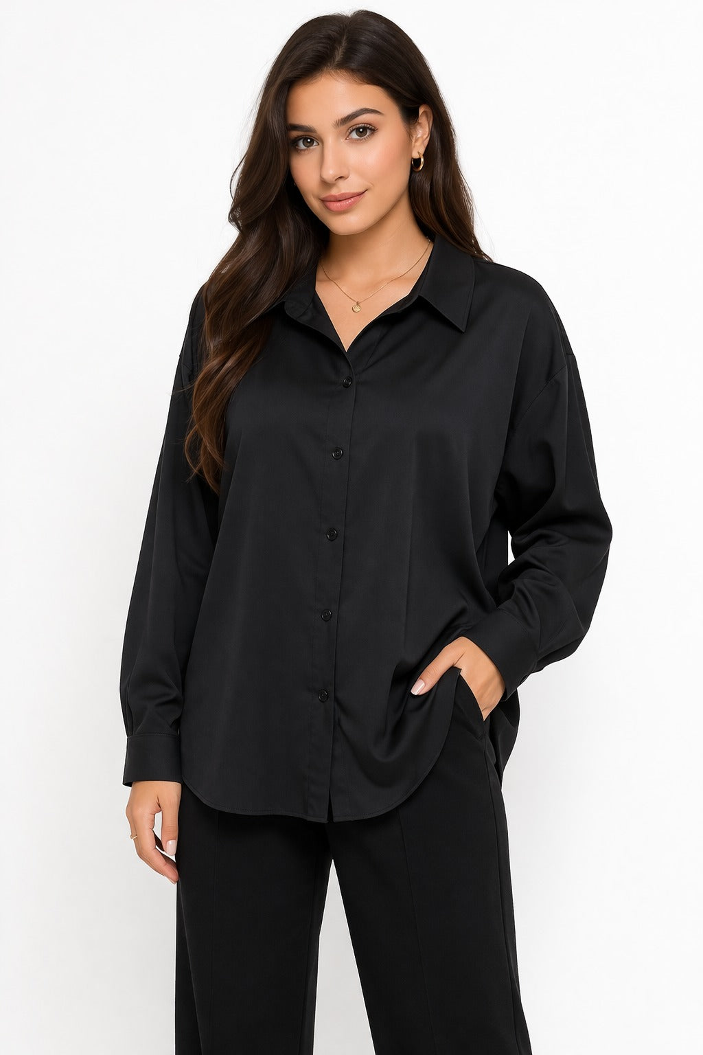 Black Classic chemise– Elegant Minimal Style