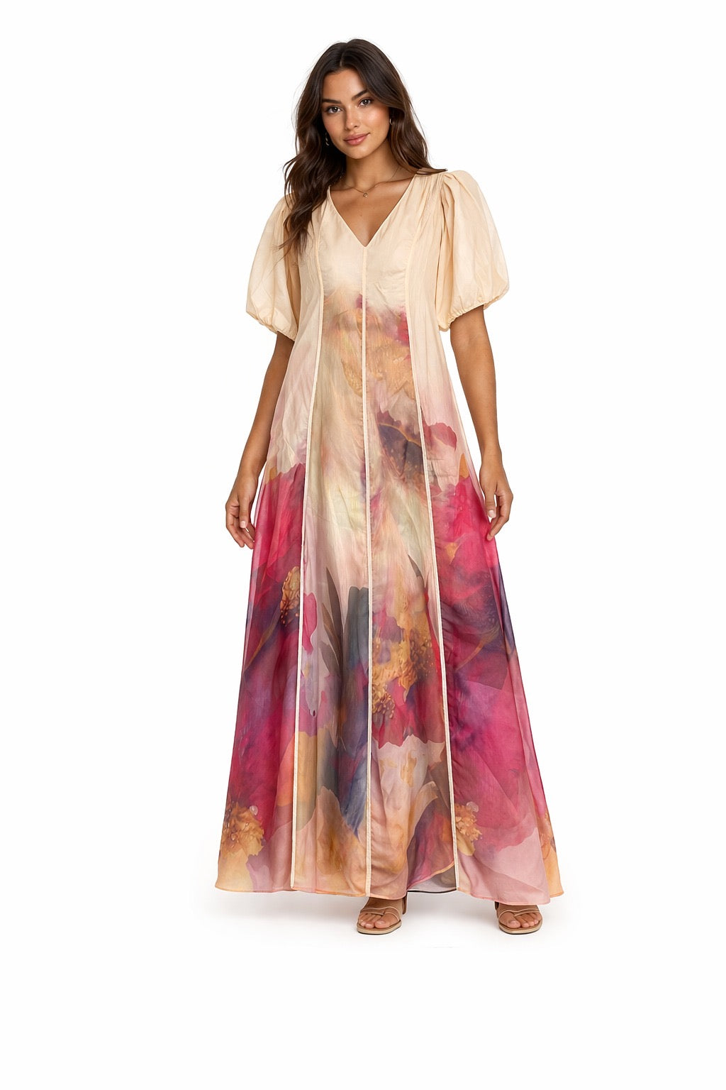 Floral Sheer Maxi Dress – Soft Elegant Statement