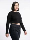 Black Cropped Long Sleeve Top – Casual Modern Style