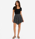 Black Floral Skirt – Elastic Waist Flow Fit
