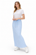 Light Blue Maxi Skirt with Drawstring – Casual Comfort Fit