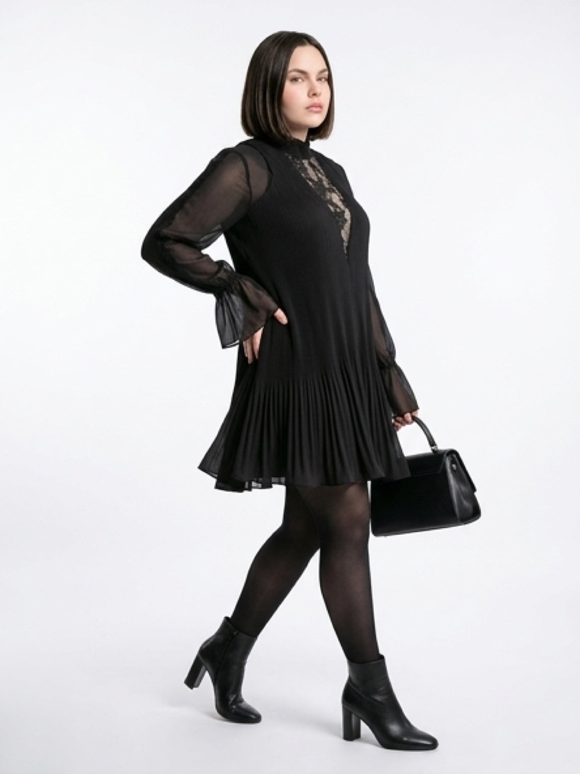 Elegant Black Pleated Dress – Chic & Timeless Style