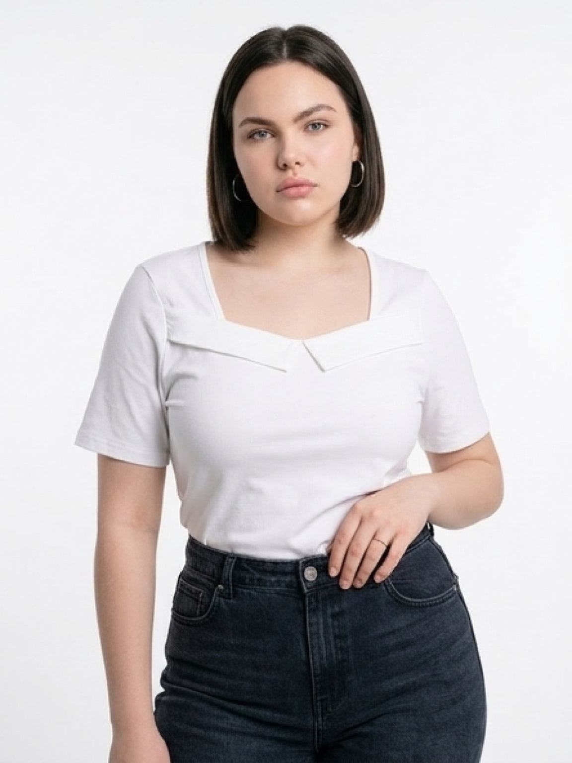 White Square Neck Top – Elegant Casual Style