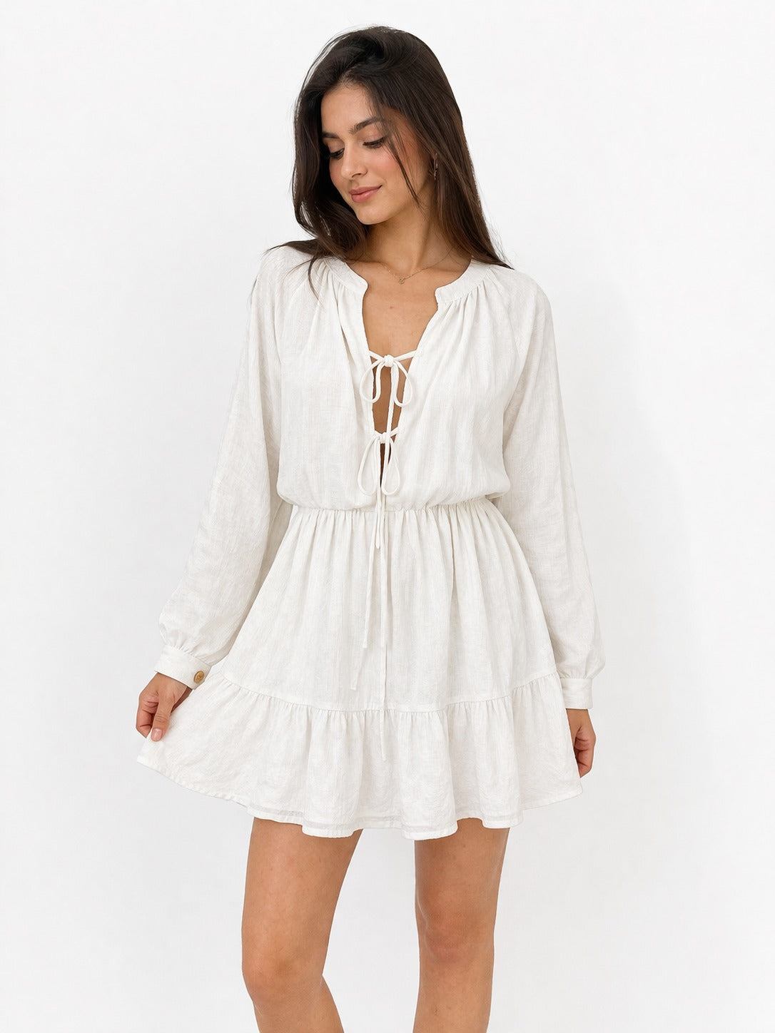 White Flowy Mini Dress – Soft Feminine Style