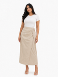 Beige Wrap Midi Skirt – Clean Elegant Fit