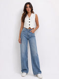 Beige Buttoned Vest Top – Chic Minimal Style