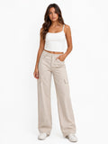 Beige Cargo Pants – Relaxed Wide-Leg Fit