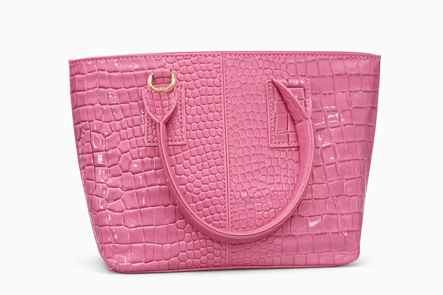 Pink Croc Embossed Handbag – Glossy Chic Style